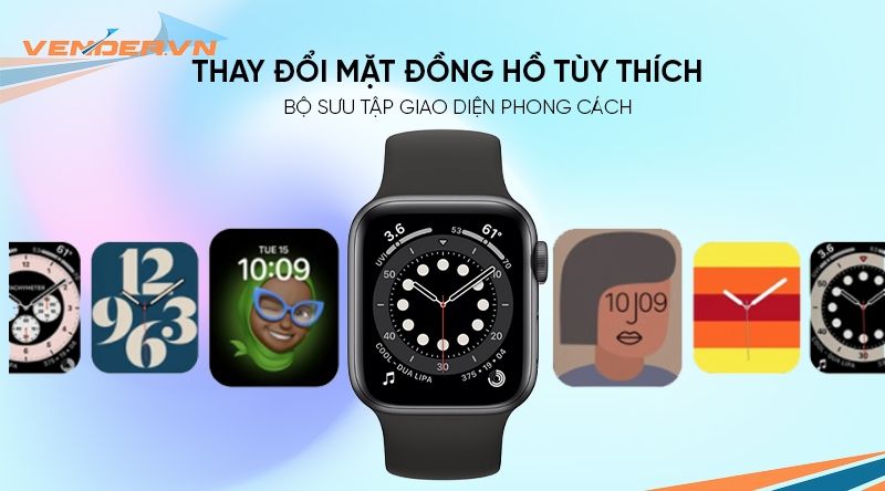 Apple Watch Series 6 GPS - Mặt nhôm - Dây cao su - 44mm - Hàng chính hãng