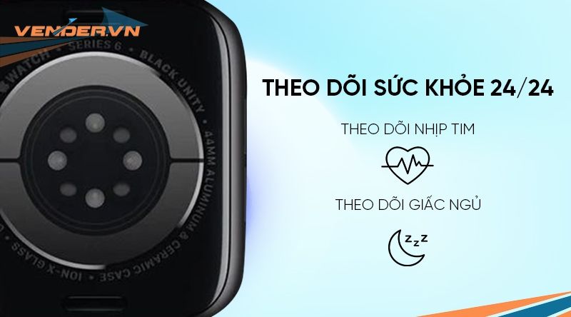Apple Watch Series 6 GPS - Mặt nhôm - Dây cao su - 44mm - Hàng chính hãng