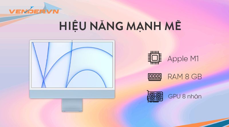 iMac 2021 24-inch 4.5K - 8GB / 256GB - Apple M1 / 8 Core CPU / 8 Core GPU - Hàng chính hãng