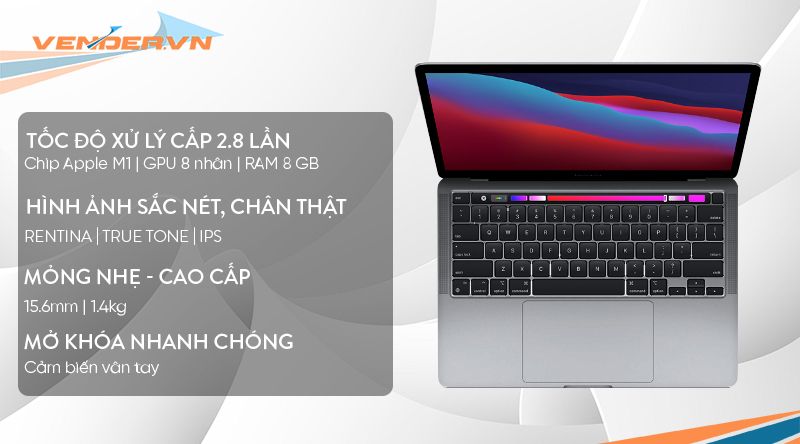 MacBook Pro 13-inch 2020 Gray - M1 / 8GB / 256GB - Hàng chính hãng - Part: MYD82