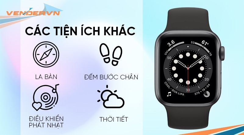 Apple Watch Series 6 GPS - Mặt nhôm - Dây cao su - 44mm - Hàng chính hãng