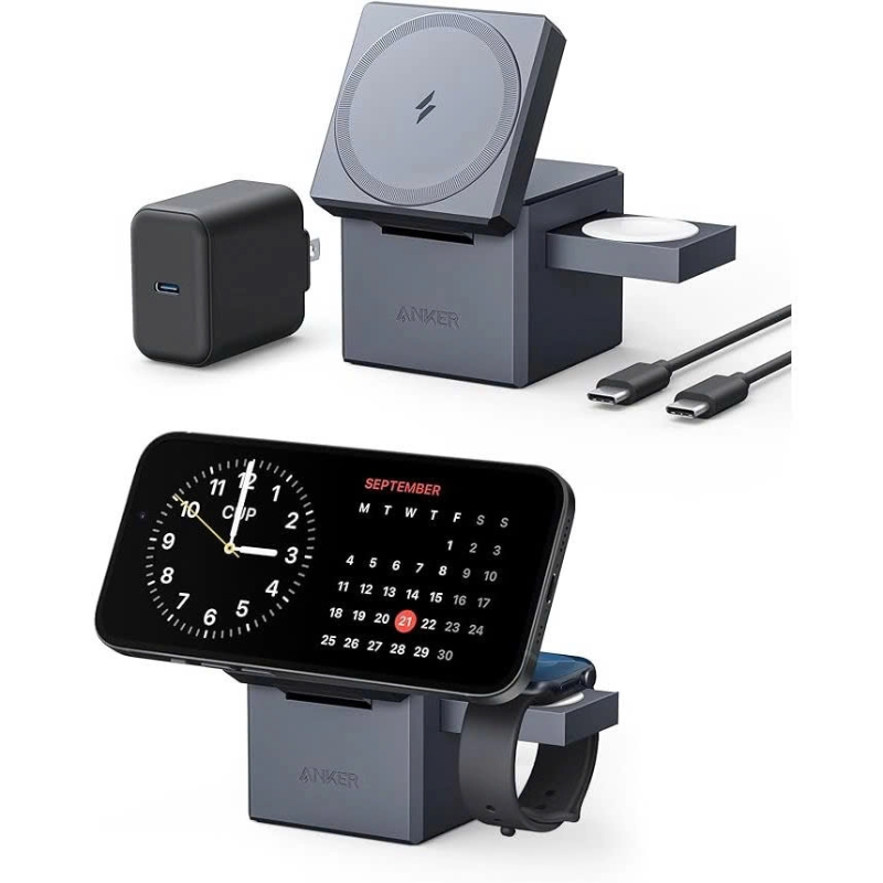 Đế Sạc Anker Không Dây Cube MagSafe 737 3-in-1 15W Y1811 Chính Hãng