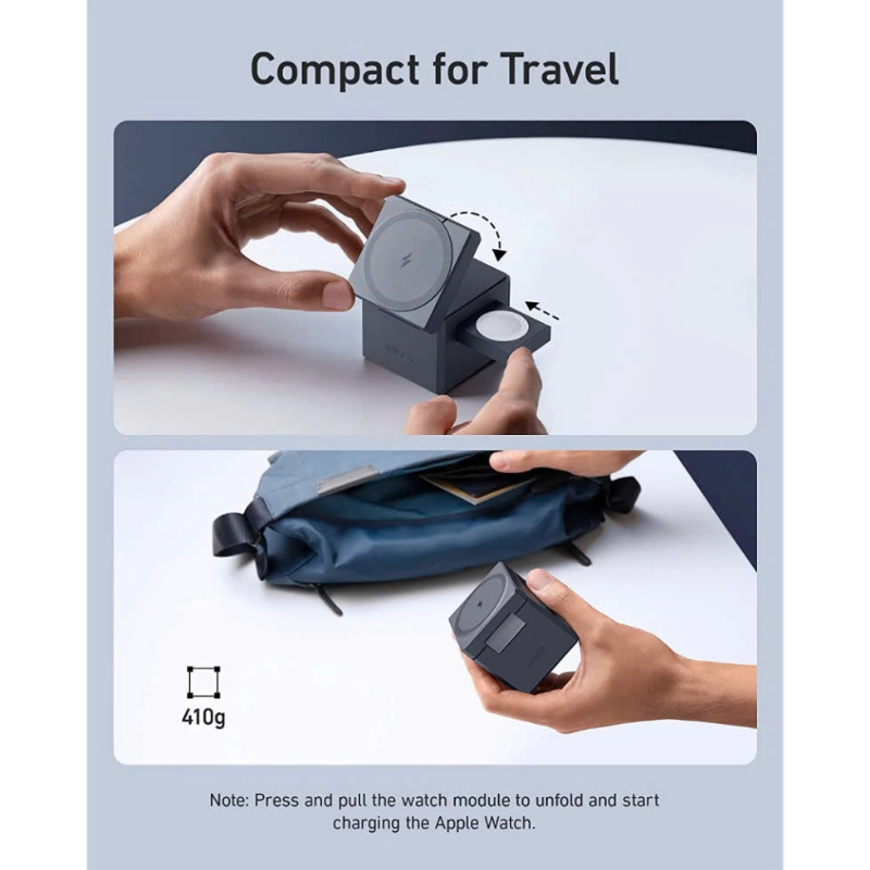 Đế Sạc Anker Không Dây Cube MagSafe 737 3-in-1 15W Y1811 Chính Hãng