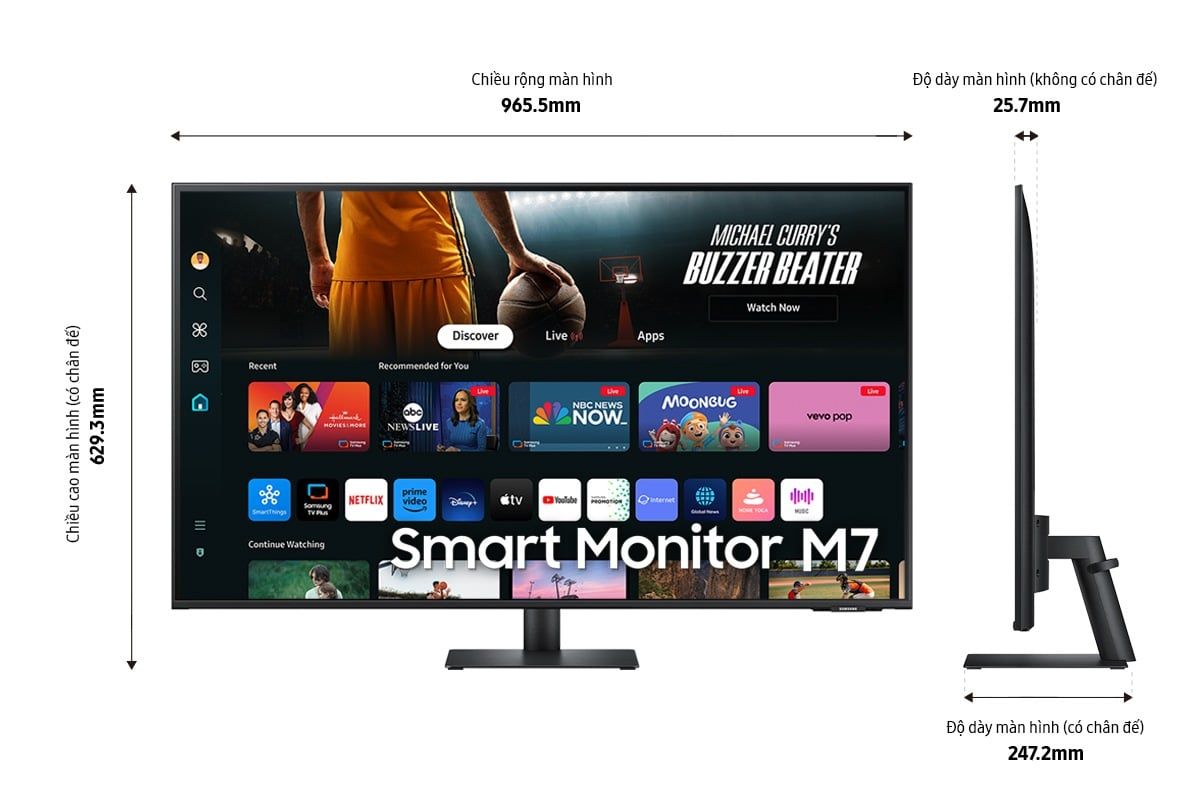 Màn hình thông minh Samsung 43 inch ViewFinity M7 M70D UHD LS43DM702UEXXV