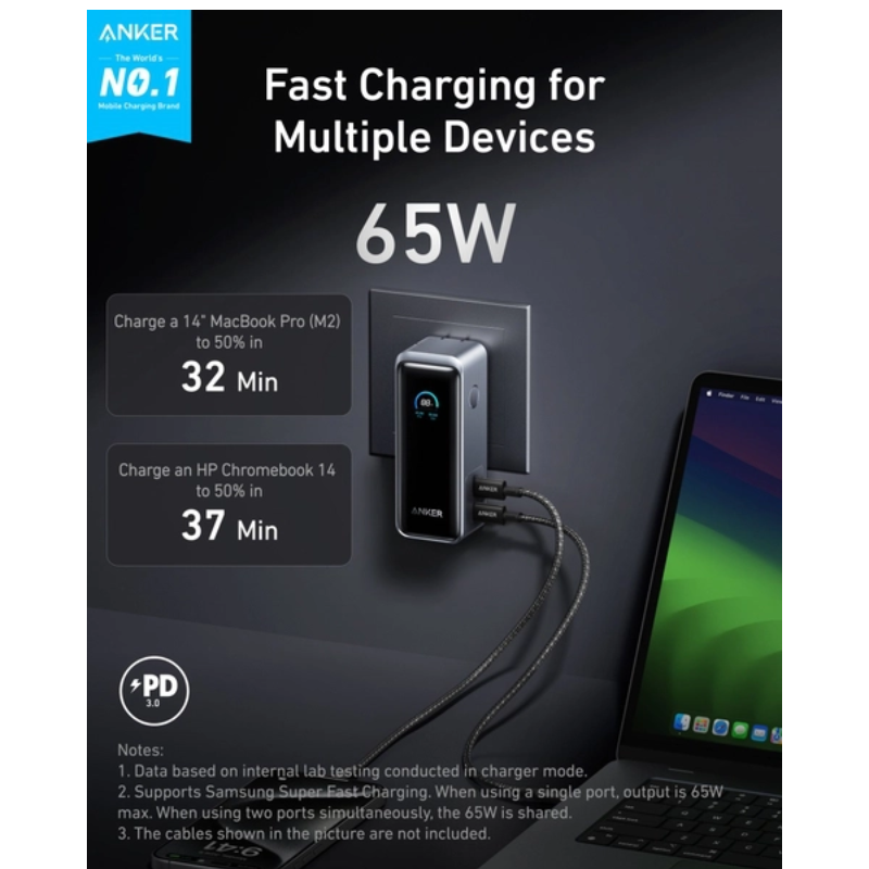 Pin Sạc Dự Phòng Anker Prime Fusion 2C 65W 9.600mAh USB-C A1339 Chính Hãng