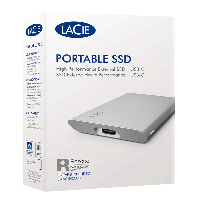 Ổ Cứng Di Động SSD LaCie Portable USB-C Rescue - 500GB - STKS500400
