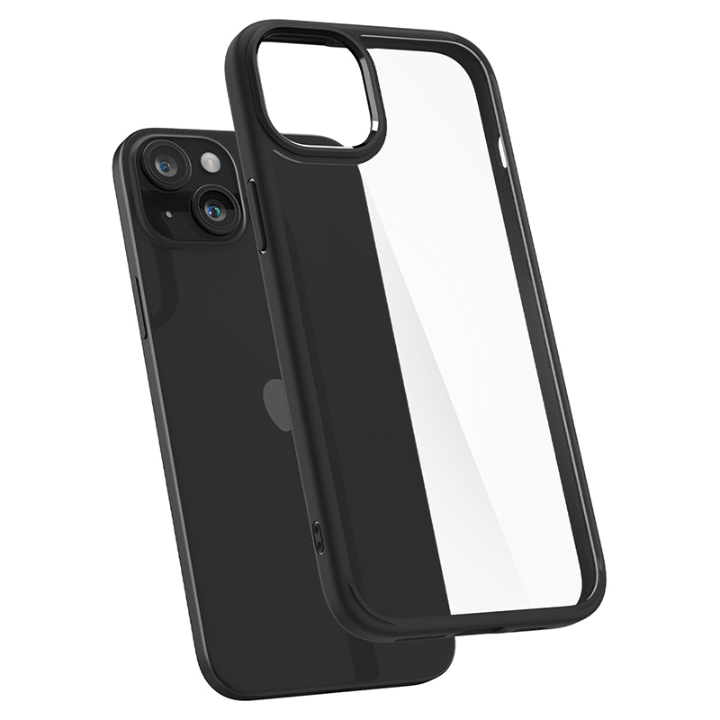 Ốp lưng Spigen iPhone 15 Ultra Hybrid Crystal Viền màu Đen, Trong suốt
