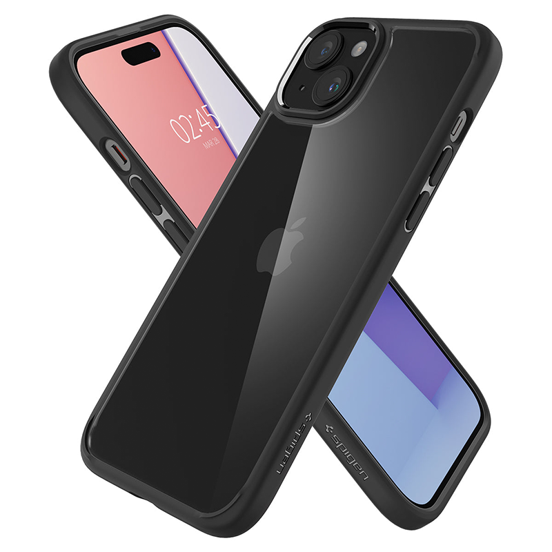 Ốp lưng Spigen iPhone 15 Plus Ultra Hybrid Crystal Viền màu Đen, Trong suốt