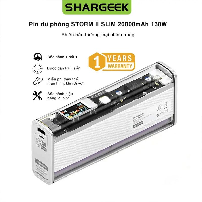  Pin sạc dự phòng Shargeek Storm II Slim 130W 20.000mAh 