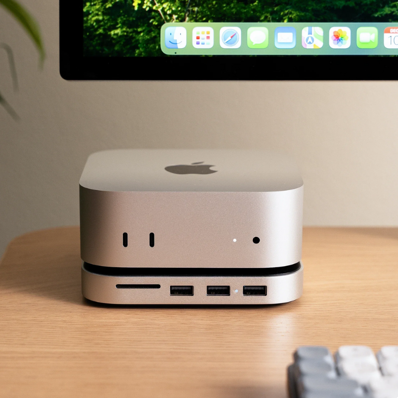 Satechi USB-C Stand & Hub cho Mac Mini M4 có khe gắn SSD ST-GNMMES Chính hãng