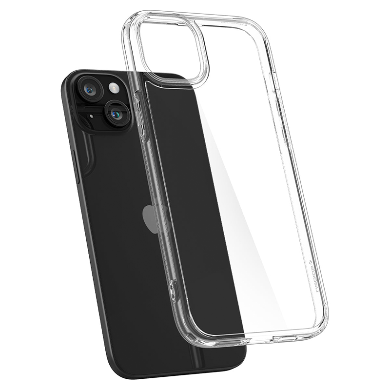 Ốp lưng Spigen iPhone 15 Plus Ultra Hybrid Crystal Viền màu Đen, Trong suốt