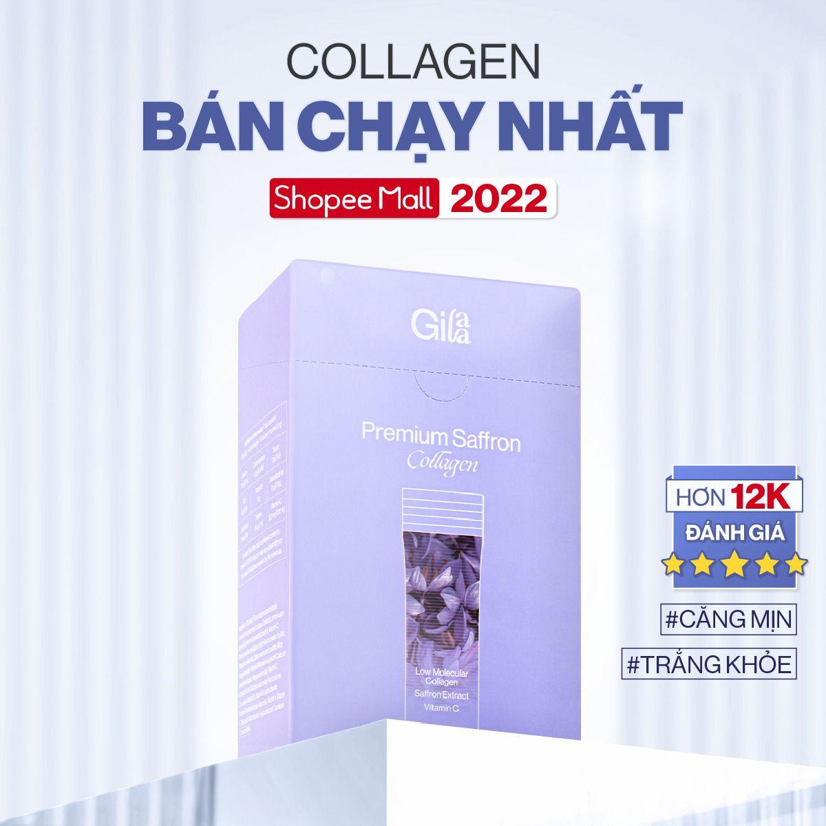  Bột Uống Collagen Cao Cấp Kết Hợp Saffron Gilaa Premium Saffron Collagen 120g/hộp (2g x 60 gói) 