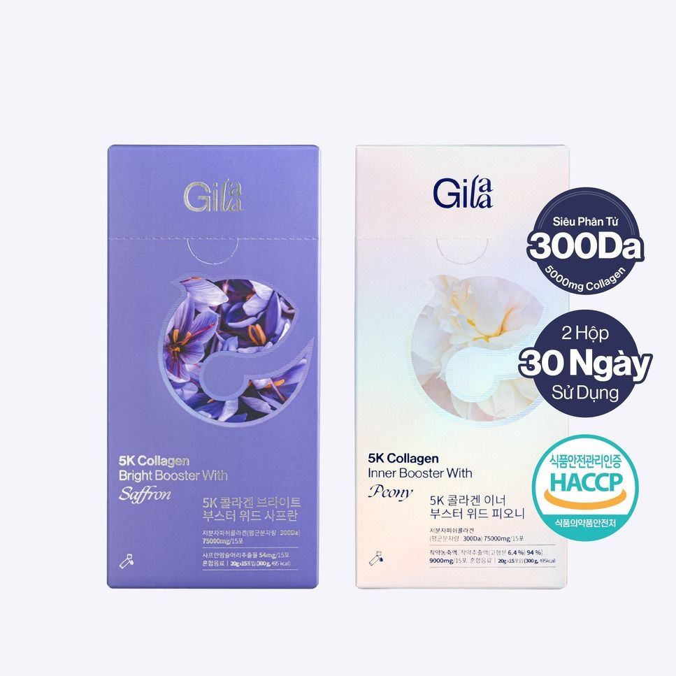  Combo 2 Nước Uống Collagen Gilaa Siêu Phân Tử 300DA (20g x 30 gói) 