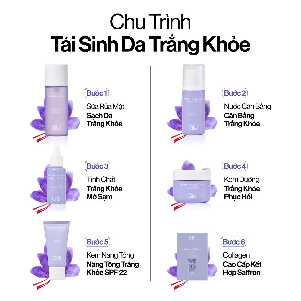  Tinh Chất Đậm Đặc Saffron Trắng Khỏe Mờ Sạm Gilaa Saffron Healthy White Vita C Ampoule 30ml 