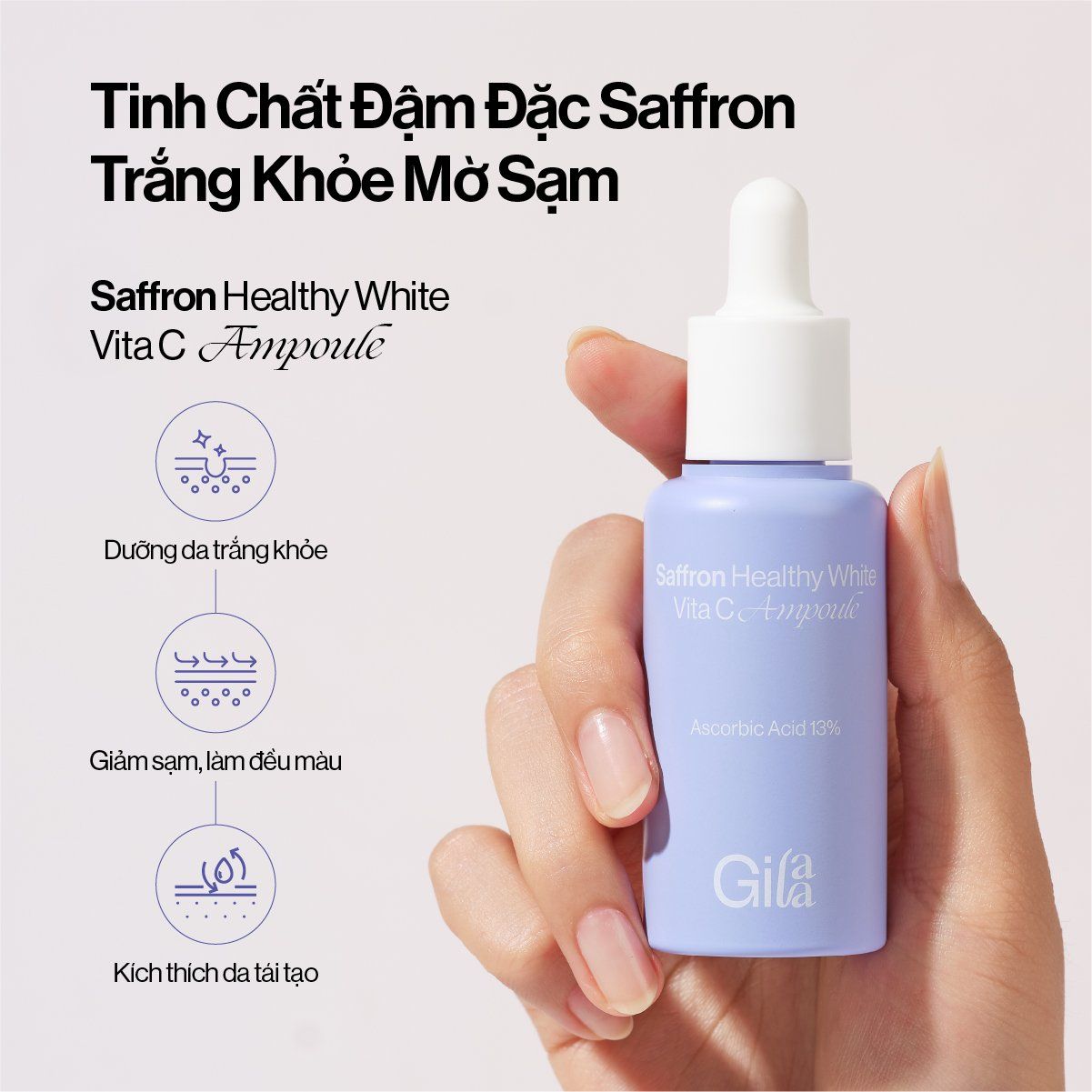  Tinh Chất Đậm Đặc Saffron Trắng Khỏe Mờ Sạm Gilaa Saffron Healthy White Vita C Ampoule 30ml 