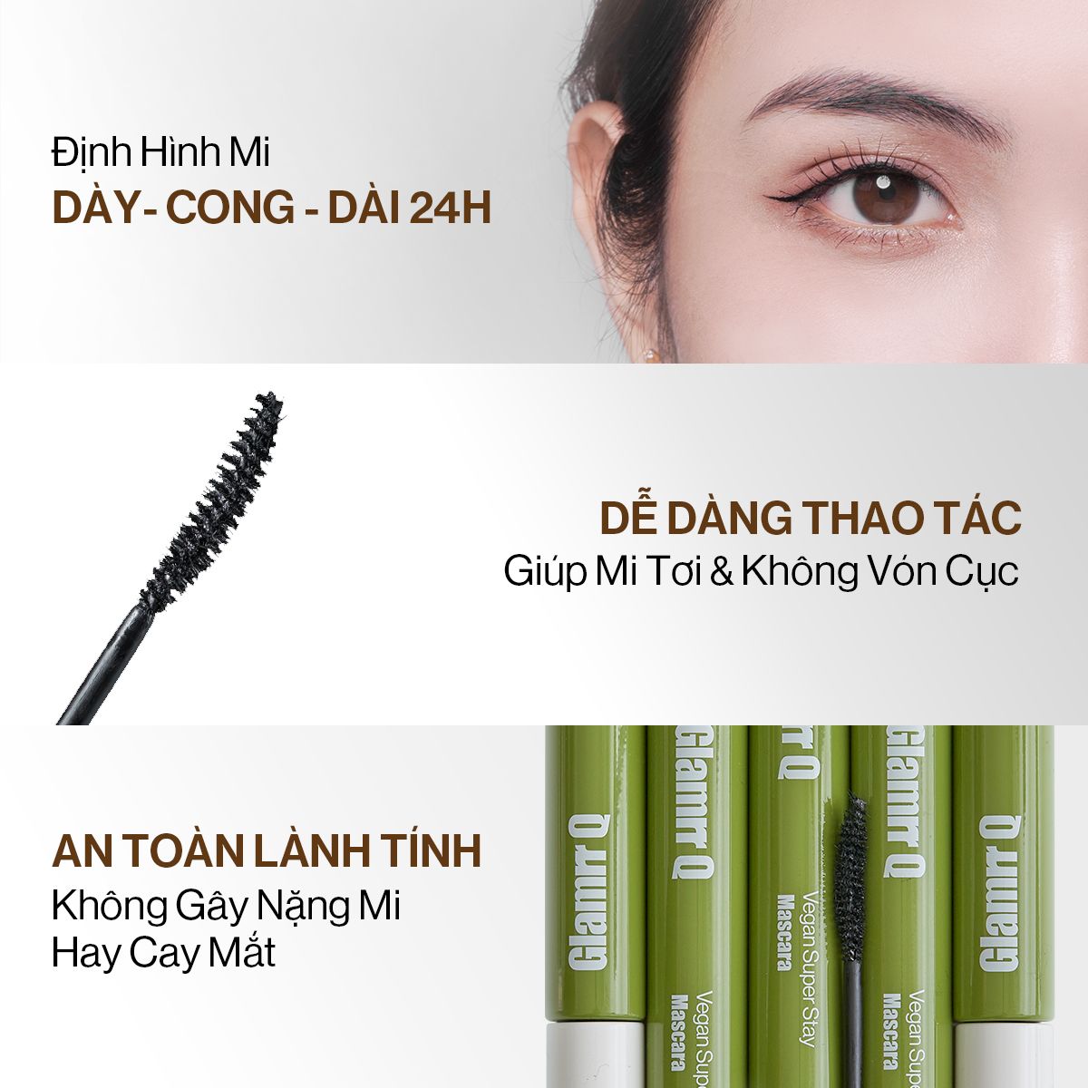  Mascara Glamrr Q Dày Cong Chống Nước Thuần Chay (7g) 