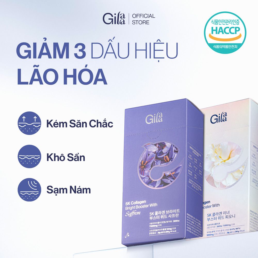  Combo 2 Nước Uống Collagen Gilaa Siêu Phân Tử 300DA (20g x 30 gói) 