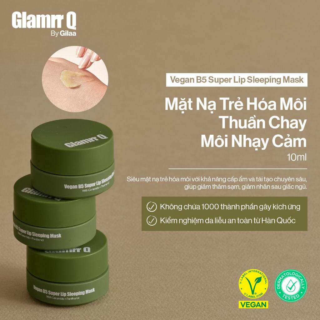  Mặt Nạ Dưỡng Môi Glamrr Q Vegan B5 Super Lip Sleeping Mask 10ml 