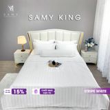  Bộ Chăn drap Khách sạn Samy King 5 sao Quốc tế Stripe White 