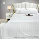  Bộ Chăn drap Khách sạn Samy King 5 sao Quốc tế Stripe White 