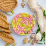 Tròn màu loang - Lót ly bằng len - Sani Handmade