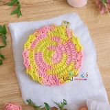 Viền màu loang - Lót ly bằng len - Sani Handmade