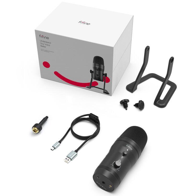 FIFINE K690 USB MIC WITH FOUR POLAR PATTERNS, GAIN DIALS, A LIVE MONITORING JACK & A MUTE BUTTON