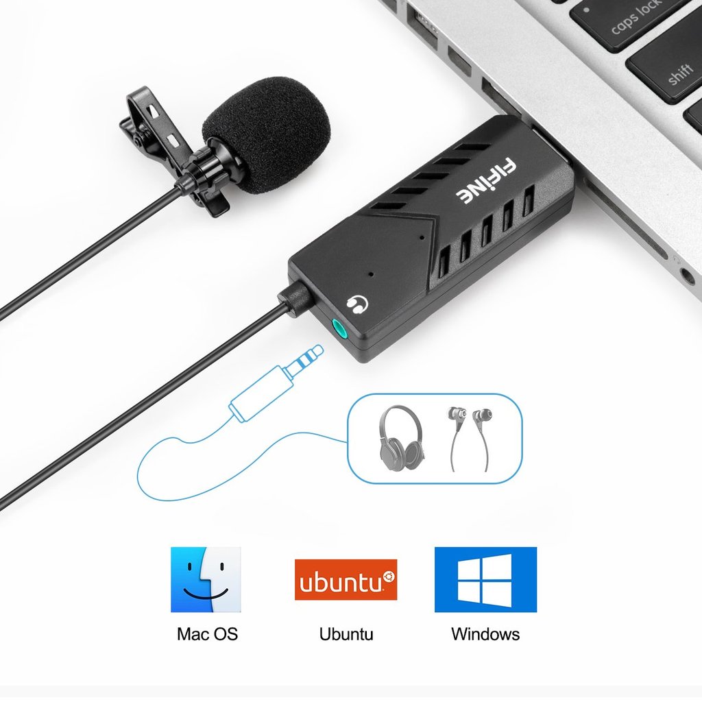 FIFINE K053 COMPUTER USB LAPEL MICROPHONE FOR SKYPE CALLS, CONFERENCING, DICTATING AND VOICE-OVER