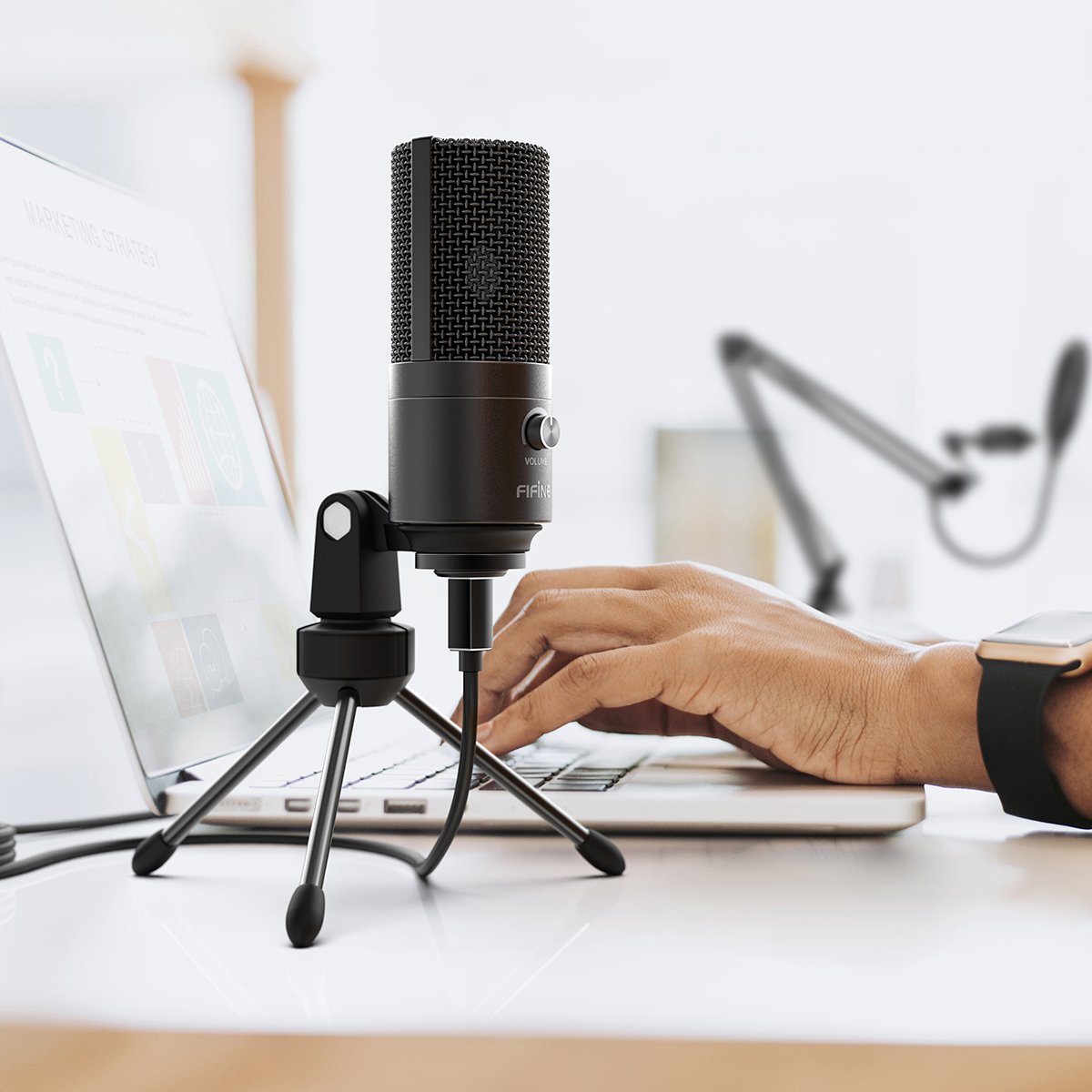 Fifine T669 Mic thu âm STreaming, Podcasting cho Máy Tính/ PC đi kèm thanh kẹp cạnh bàn