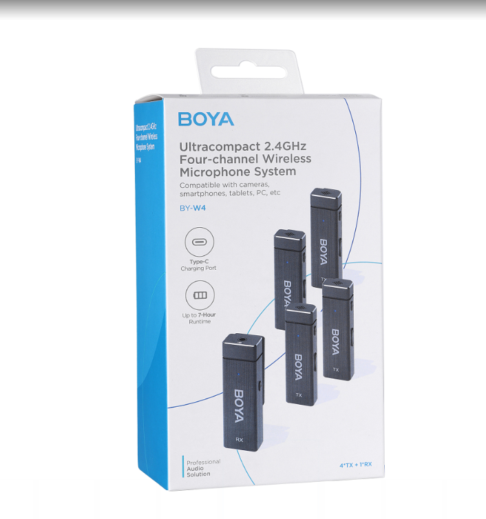 Boya BY-W4 Micro Wireless không dây 2.4G Phiên bản nâng cấp - 1 Nhận 4 Phát