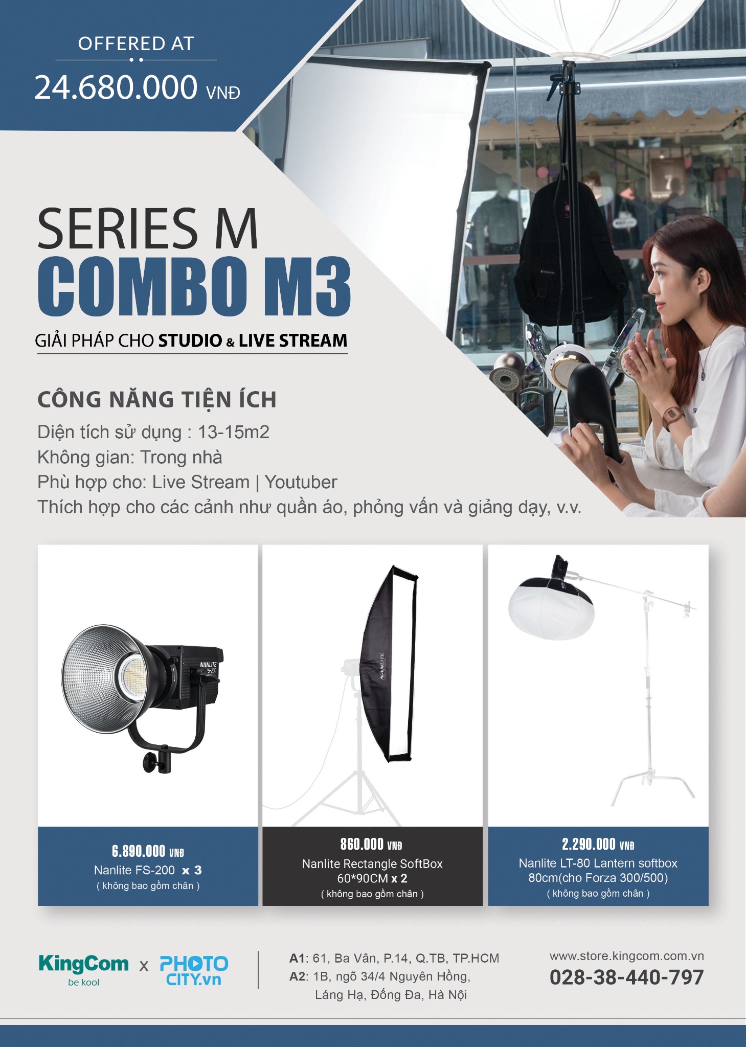 NanLite Combo M3 – Trọn bộ Combo đèn led cho Studio và Livestream