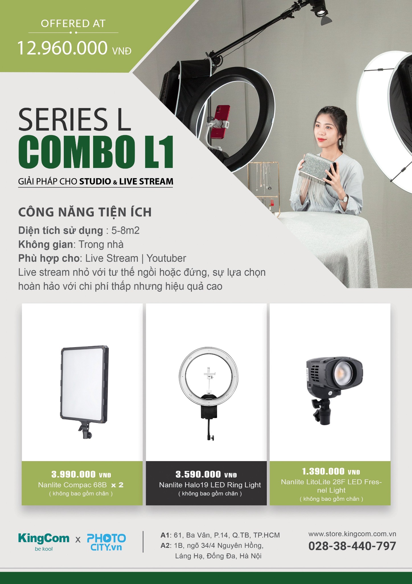 NanLite Combo L1 – Giải pháp cho Studio và Livestream