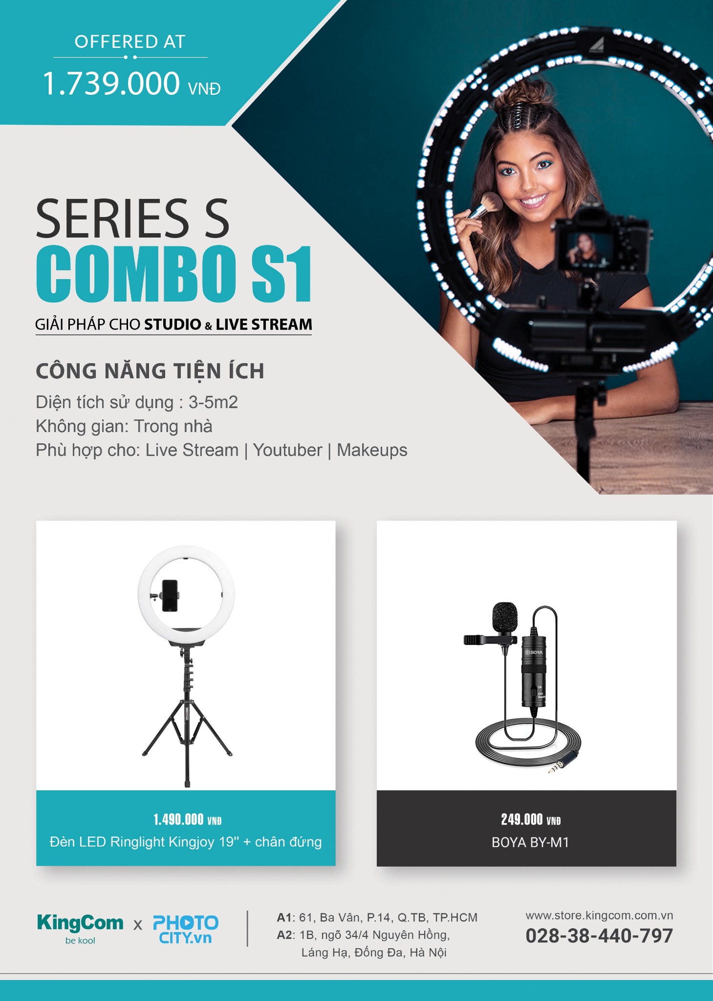 NanLite Combo S1 – Giải pháp tuyệt vời cho Youtuber / Live Stream/ Makeups