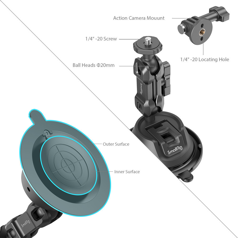 SmallRig 4193 - Portable Suction Cup Mount Support for Action Cameras SC-1K