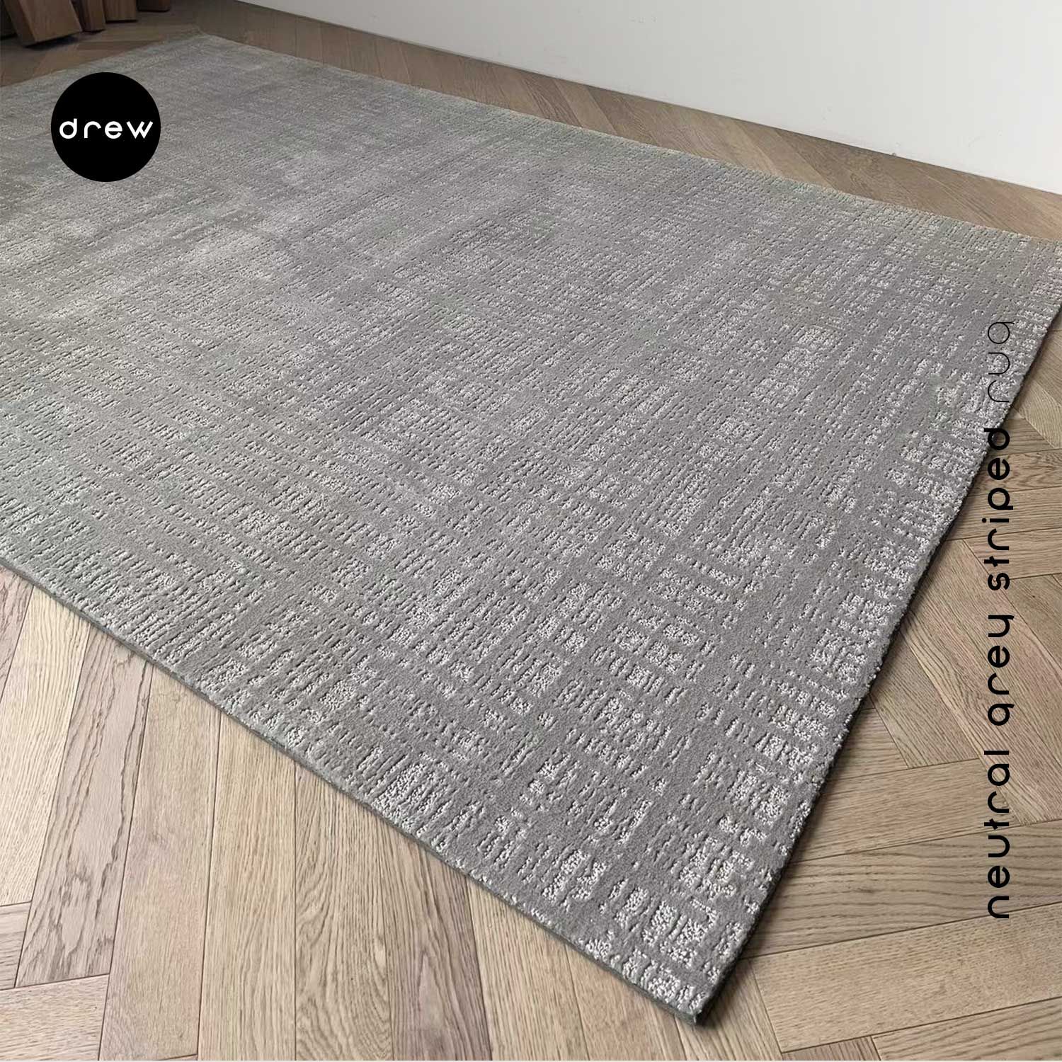 Neutral Grey Striped Rug