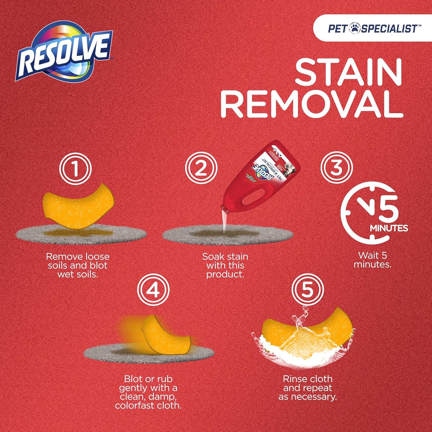 Resolve Pet Specialist Carpet Cleaner, Stain Remover and Odor eliminator trigger, Floor and Upholstery Cleaner