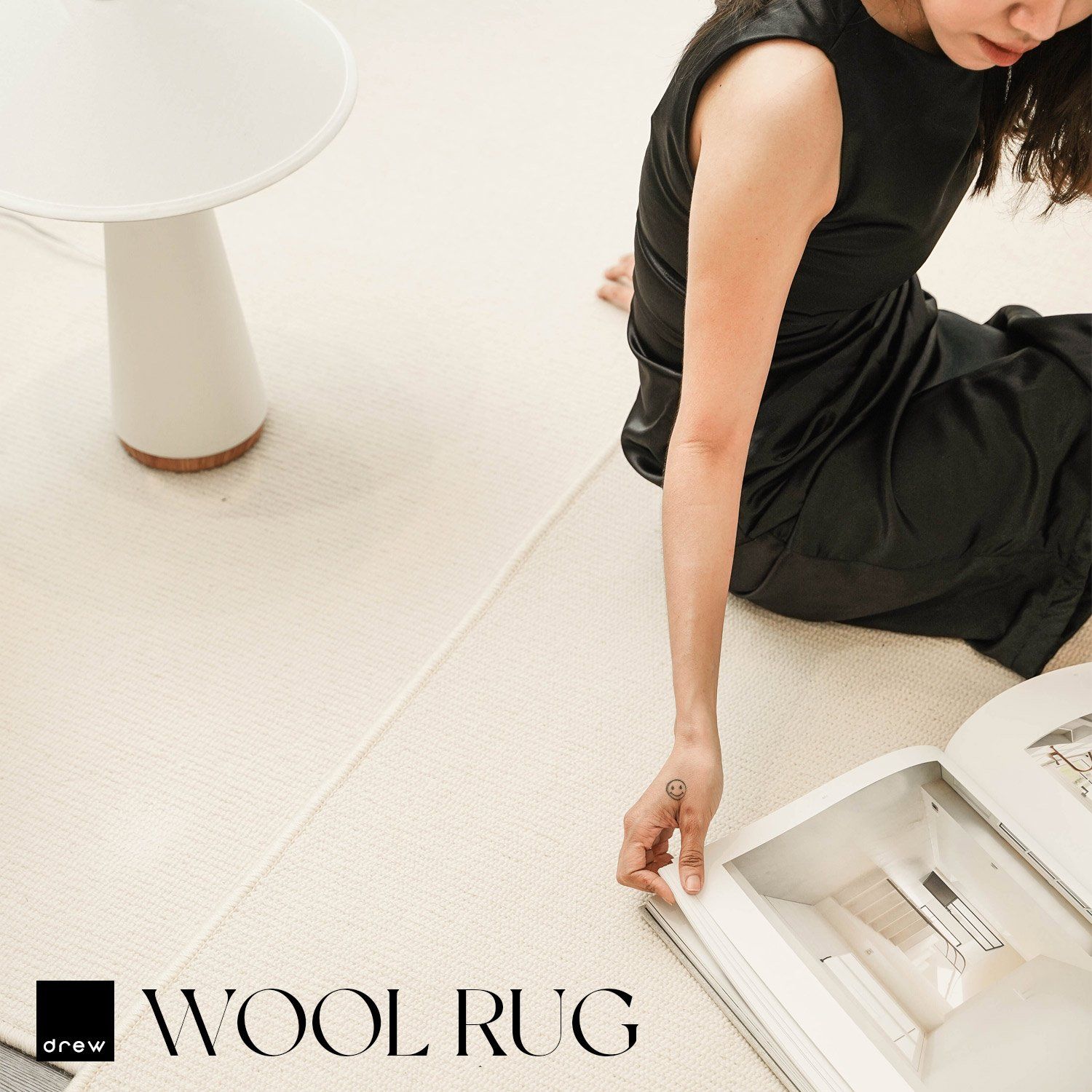 100% Wool Off White Rug