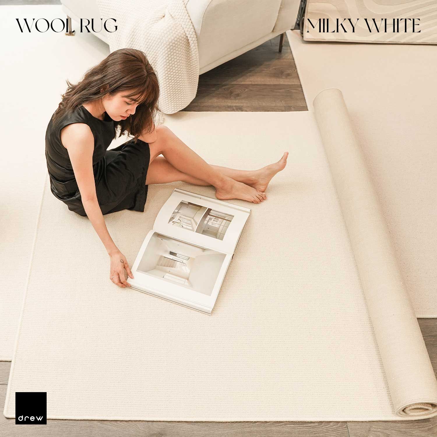 100% Wool Off White Rug
