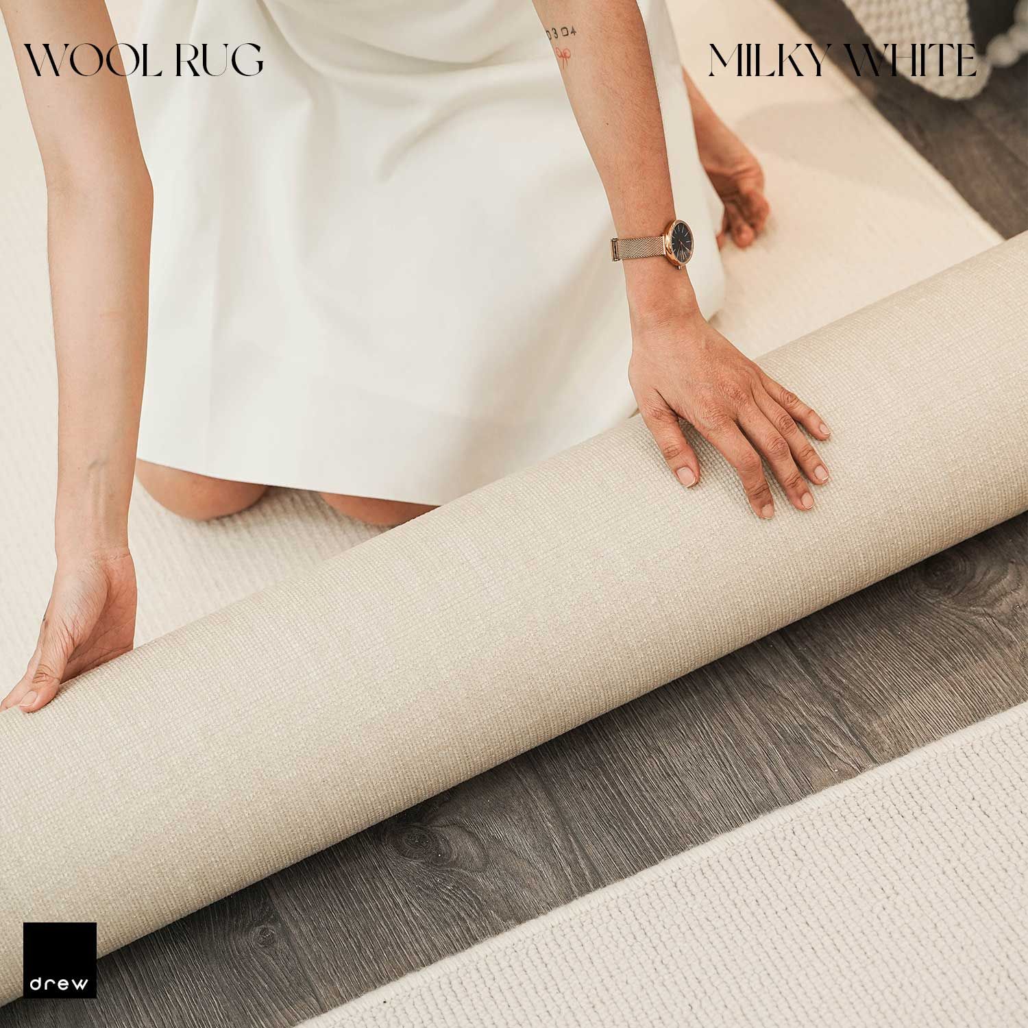 100% Wool Off White Rug