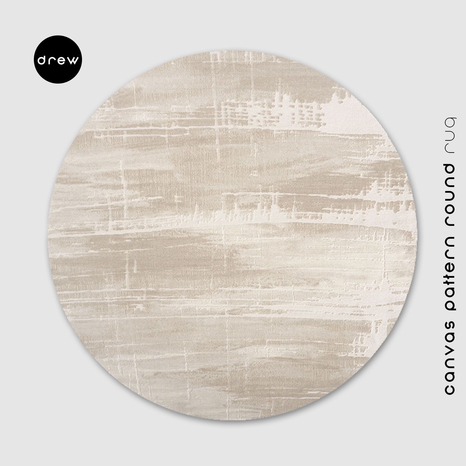 Canvas Pattern Round Rug - Made in Turkey