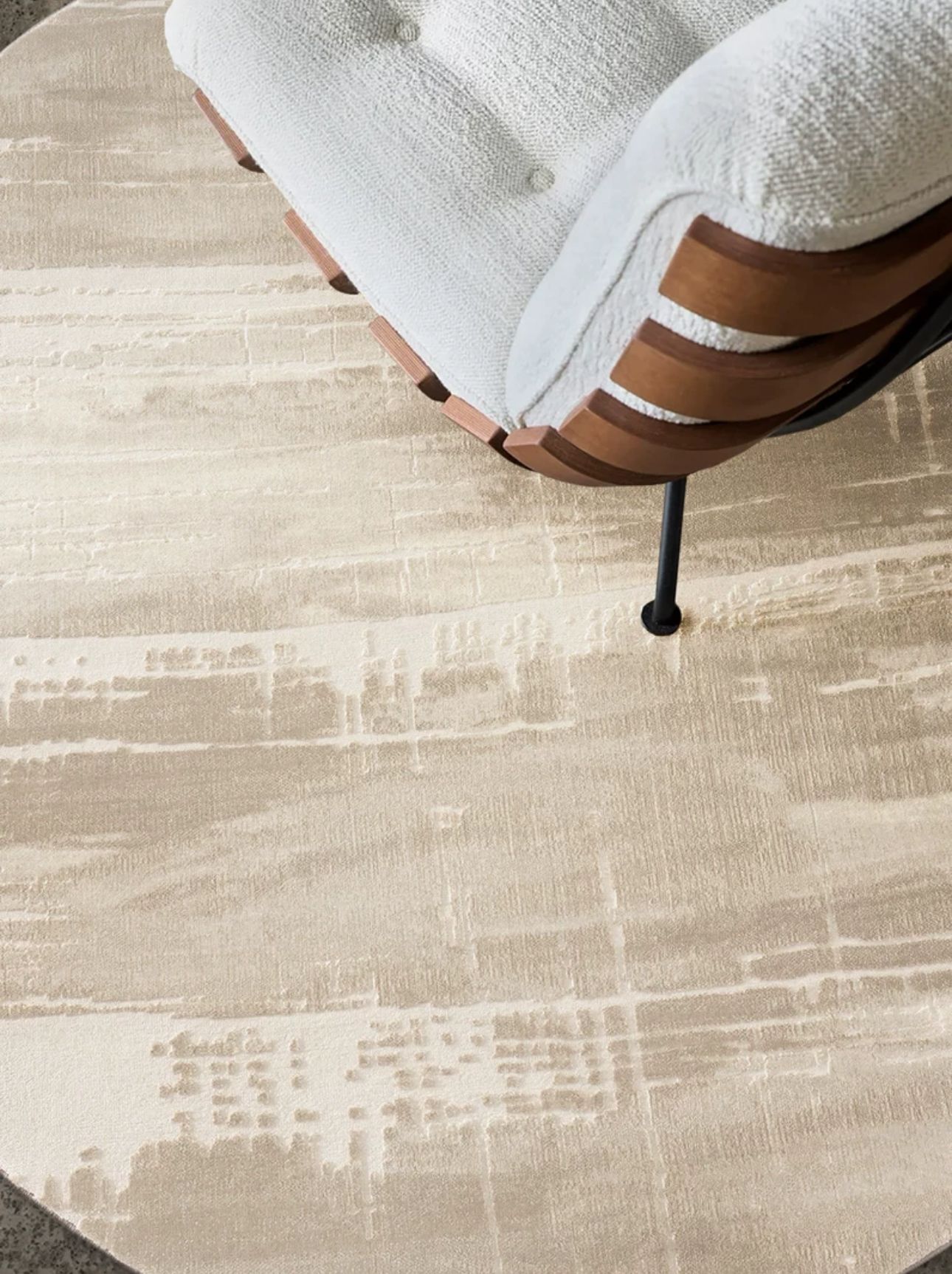 Canvas Pattern Round Rug - Made in Turkey