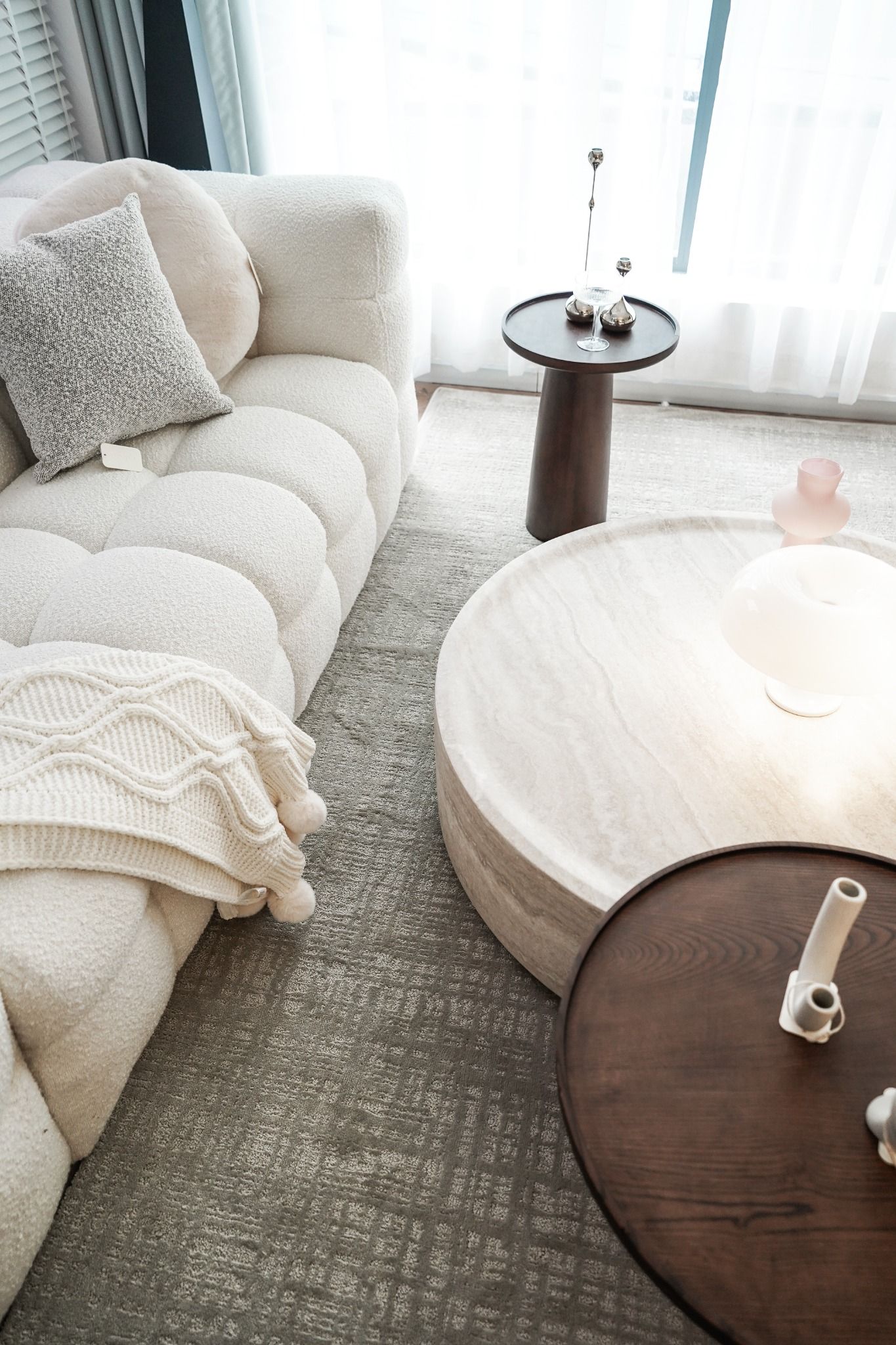 Neutral Grey Striped Rug
