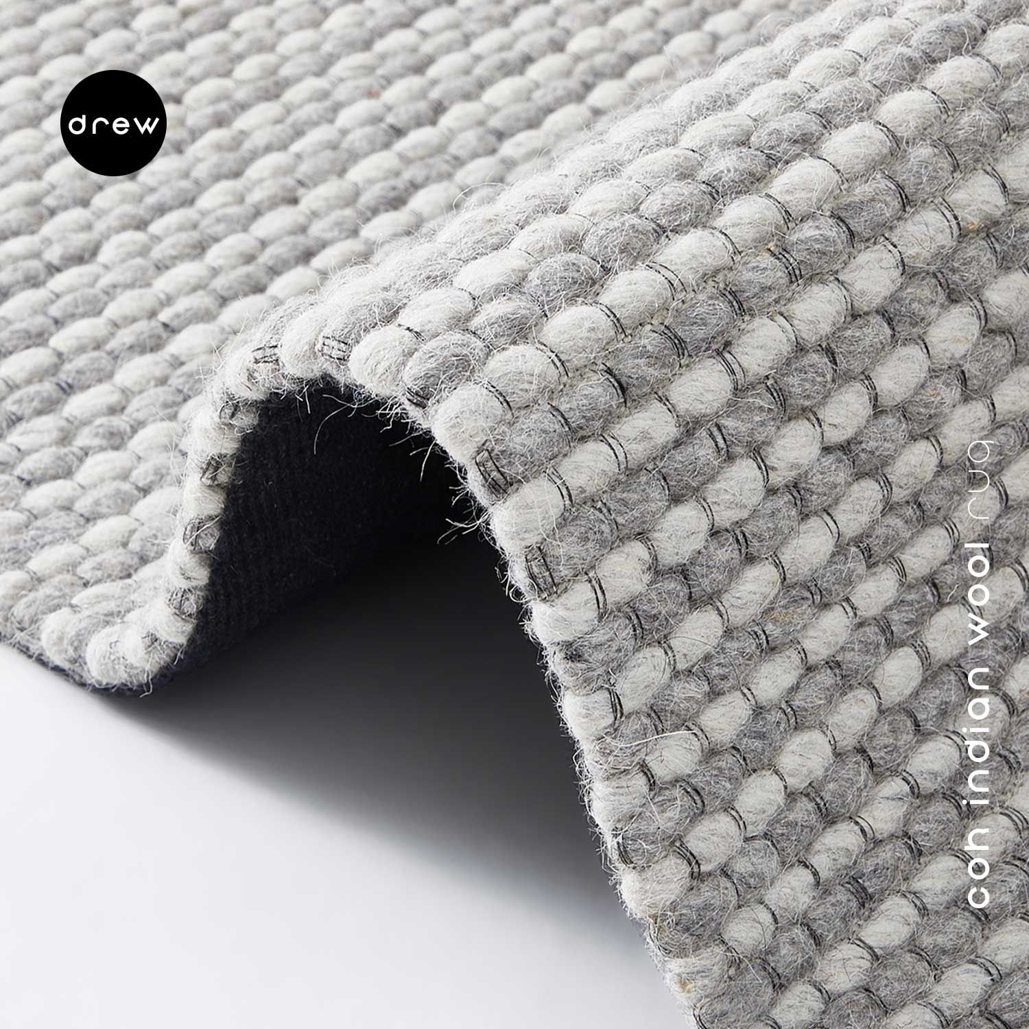 COK Indian Wool Rug - Light Grey - COK01
