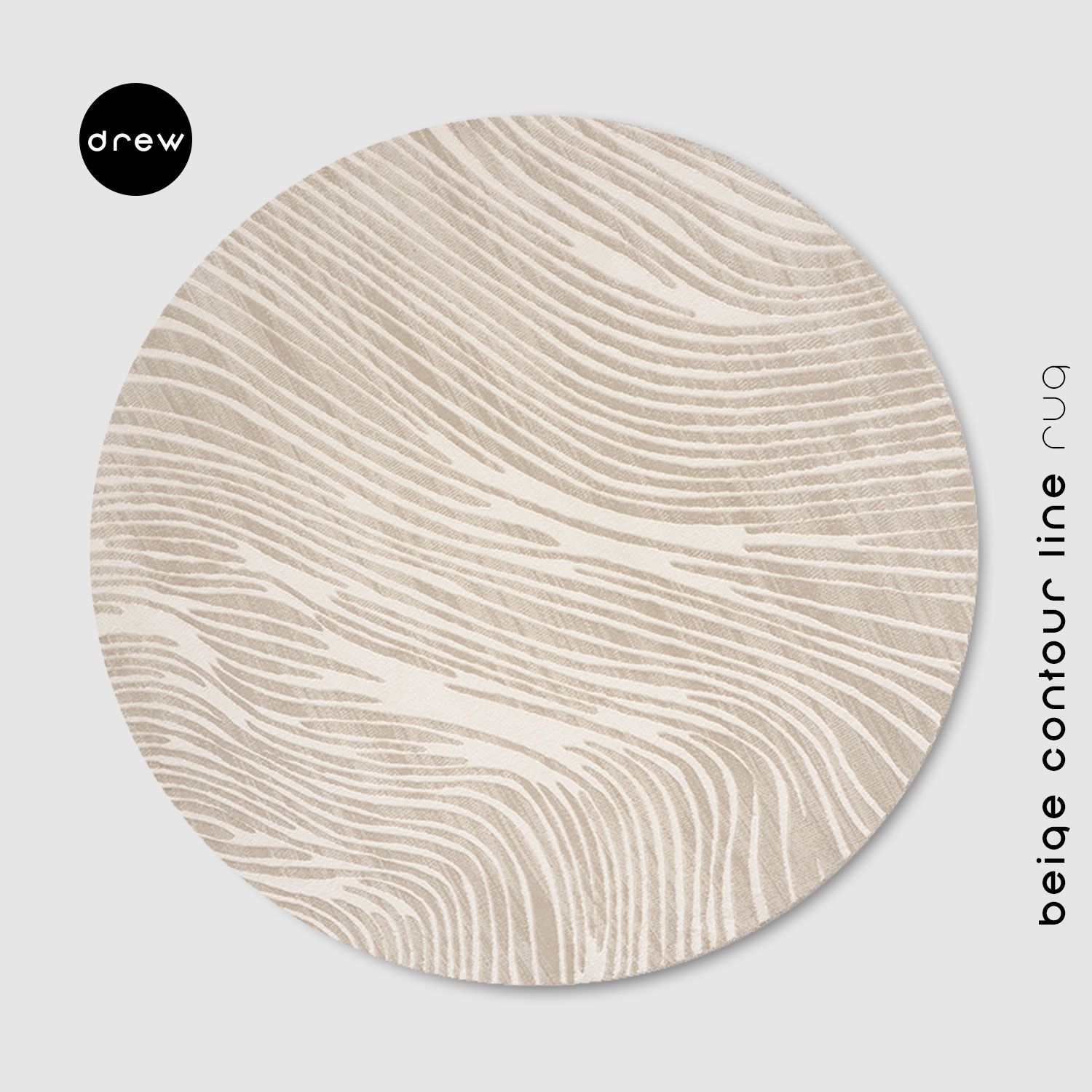 Contour Line Round Rug - Made in Turkey