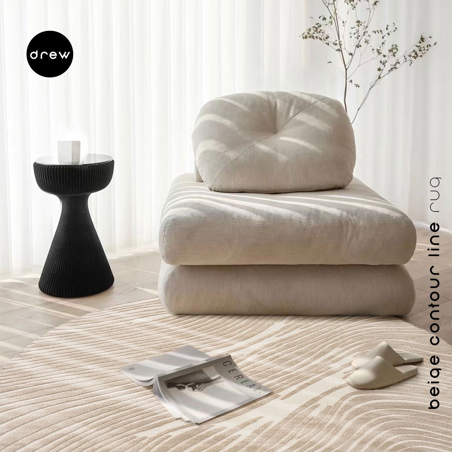 Contour Line Round Rug - Made in Turkey