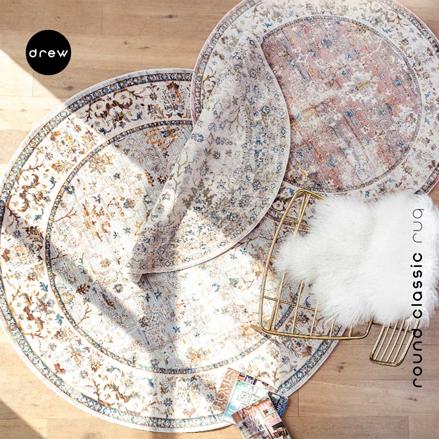 Round Classic Rug TFN-01 - Made in Turkey