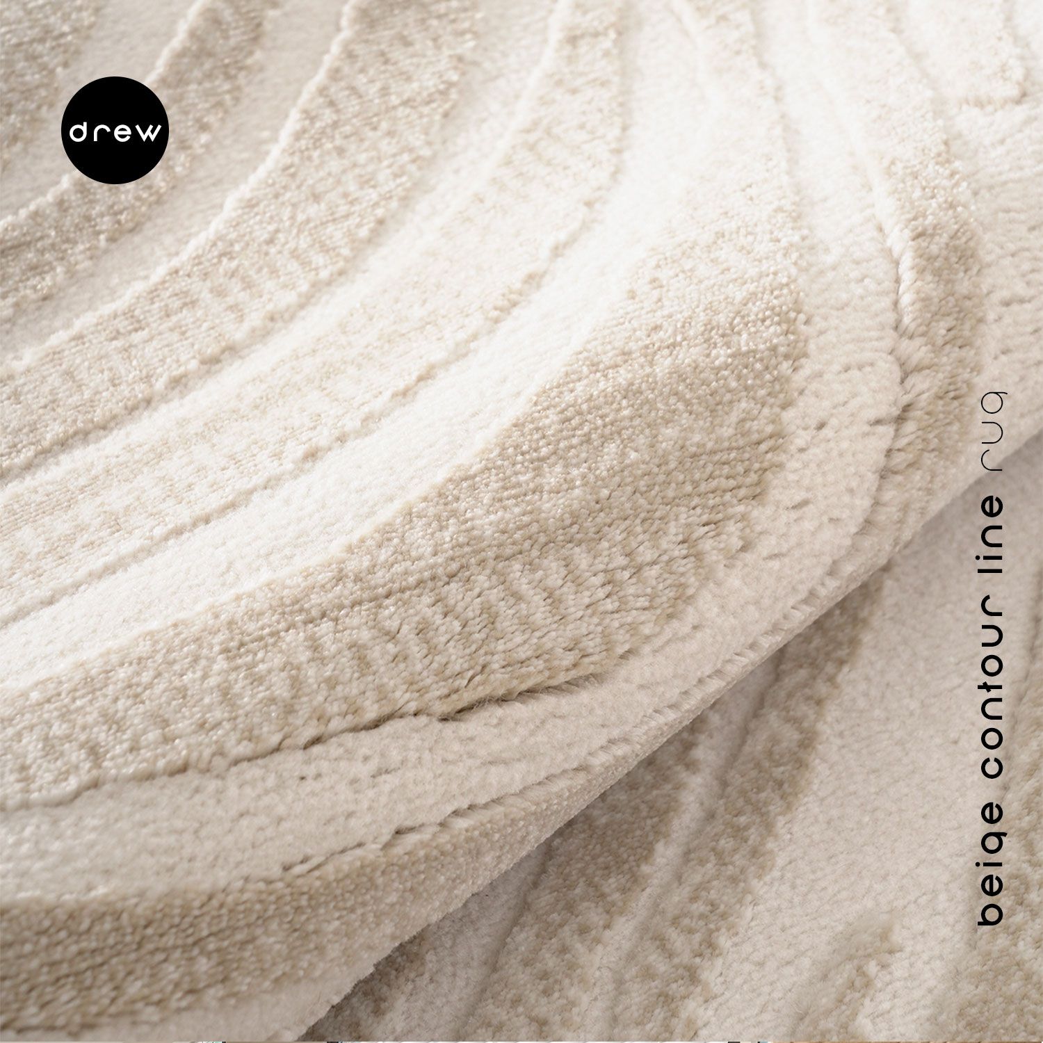 Contour Line Round Rug - Made in Turkey