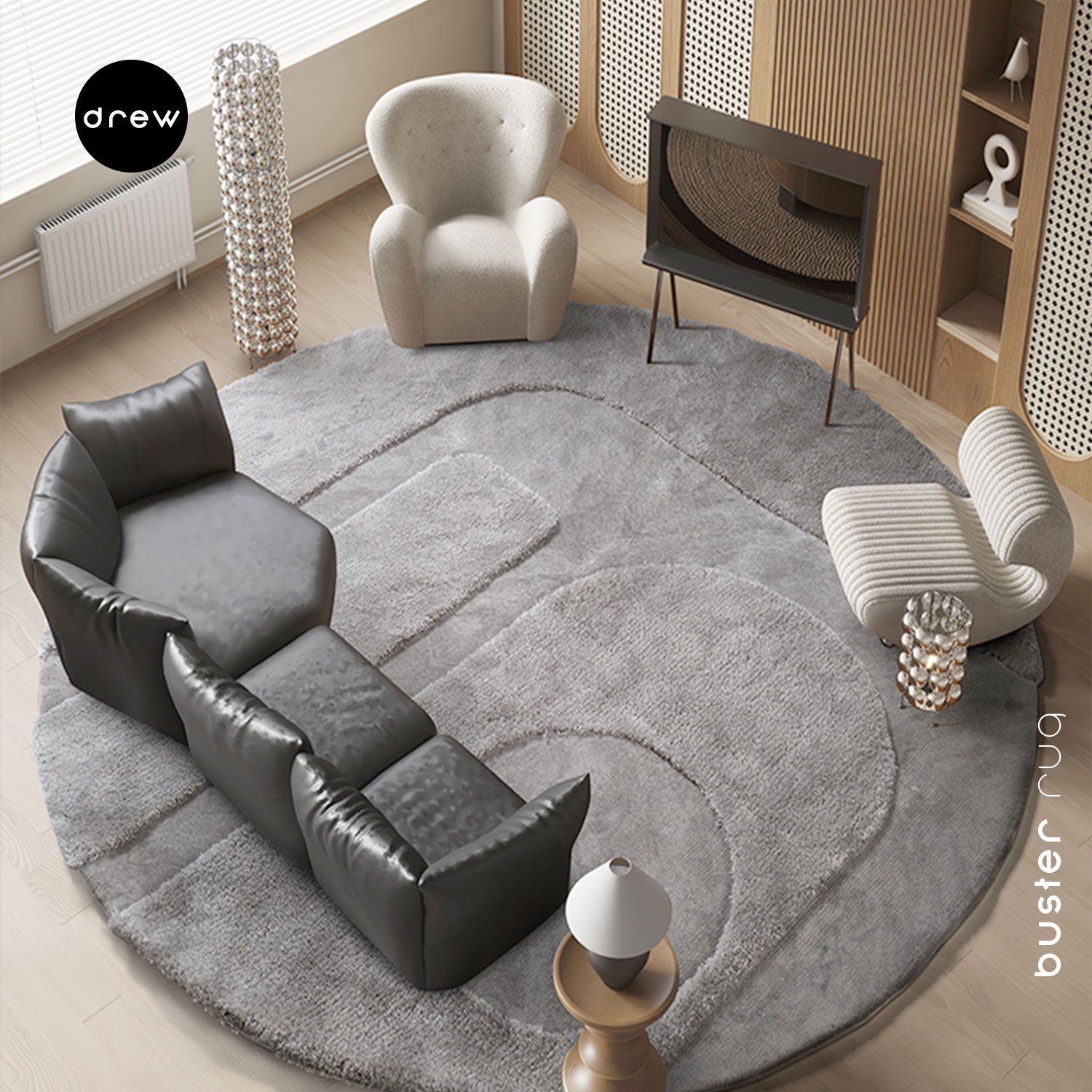 Buster Rug - Grey - Round