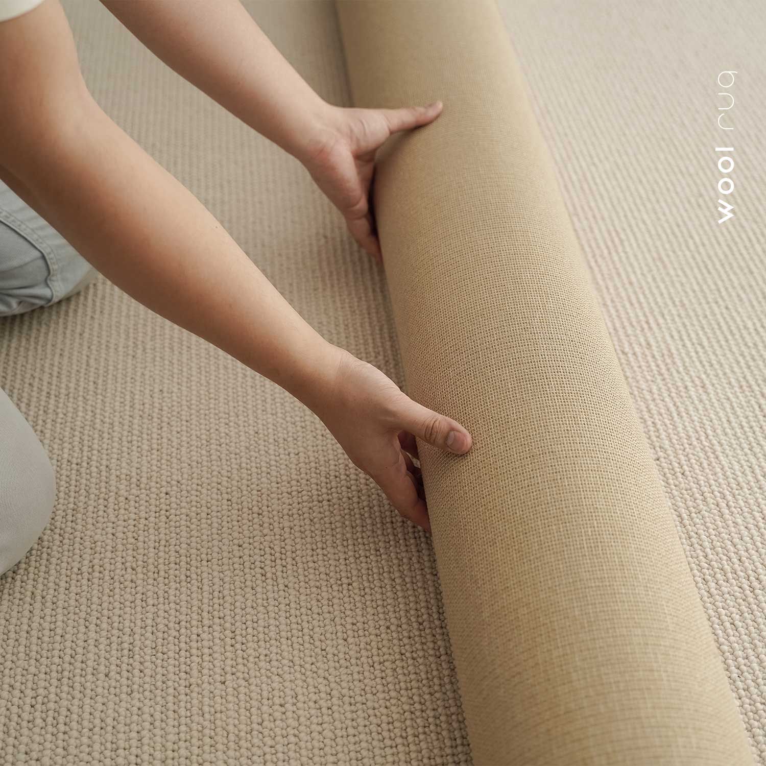 Creamy Beige Wool Rug