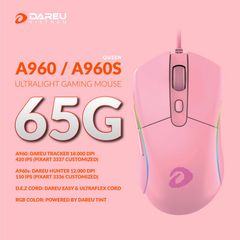 Chuột Gaming DareU A960S RGB Queen Pink Ultra LightWeight